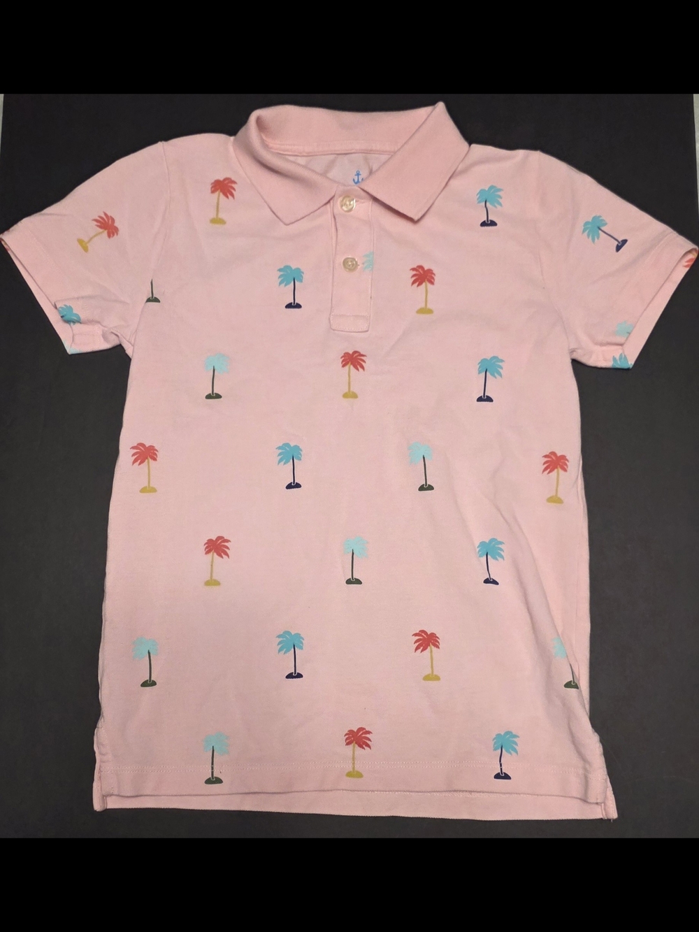 Crewcuts Pink Polo with Multicolor Palm Trees Size 6-7
